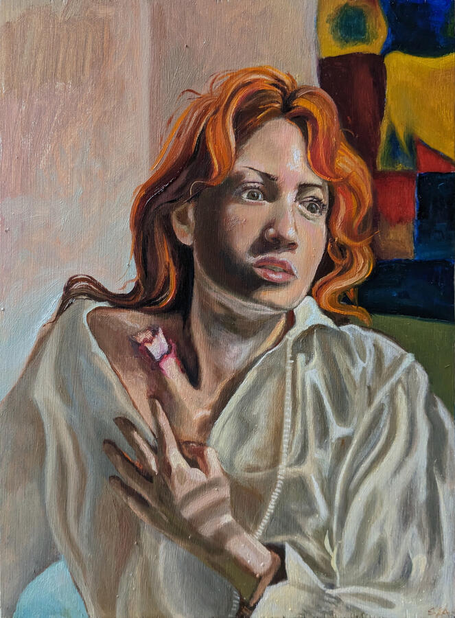 Portrait with Fracture Oil on panel, 2023