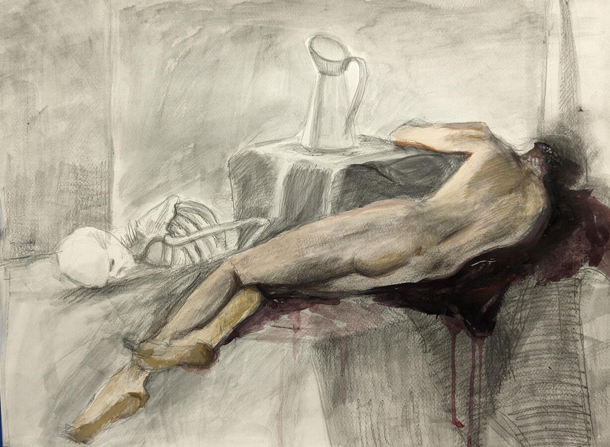 Still Life, Graphite and acrylic on paper, 2024