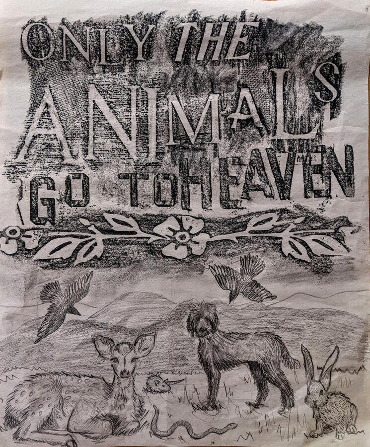 Gravestone rubbing and charcoal on newsprint, 2020