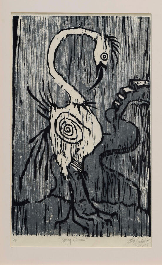 Spring Chicken Woodcut, 2024